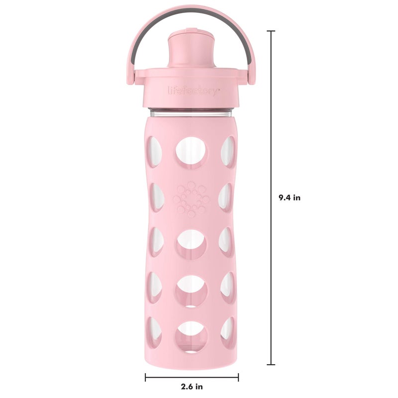 Lifefactory 16-Ounce Glass Water Bottle with Active Flip Cap and Protective Silicone Sleeve, Desert Rose - Image 3